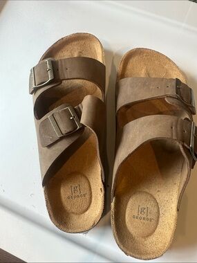 George Brown Double-Buckle Sandals